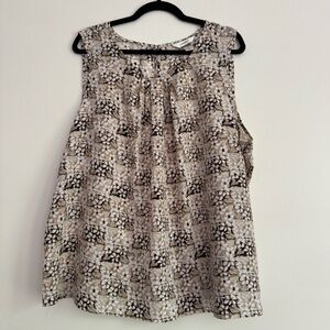 CJ Banks Cream and Brown Relaxed Sleeveless Tank Top